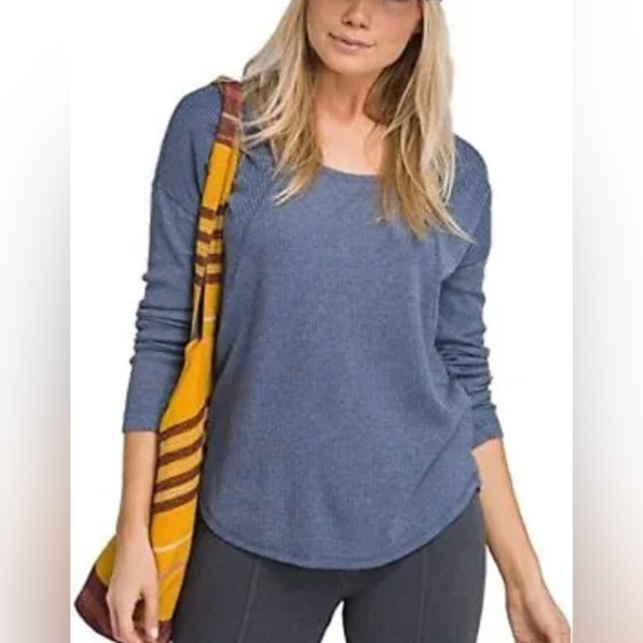Prana Remi blue Waffle Pullover size Large. - Picture 1 of 10